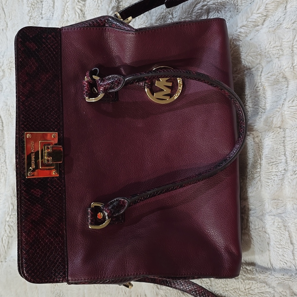 Michael Kors Burgundy Leather Satchel - Gold Hardware NWT